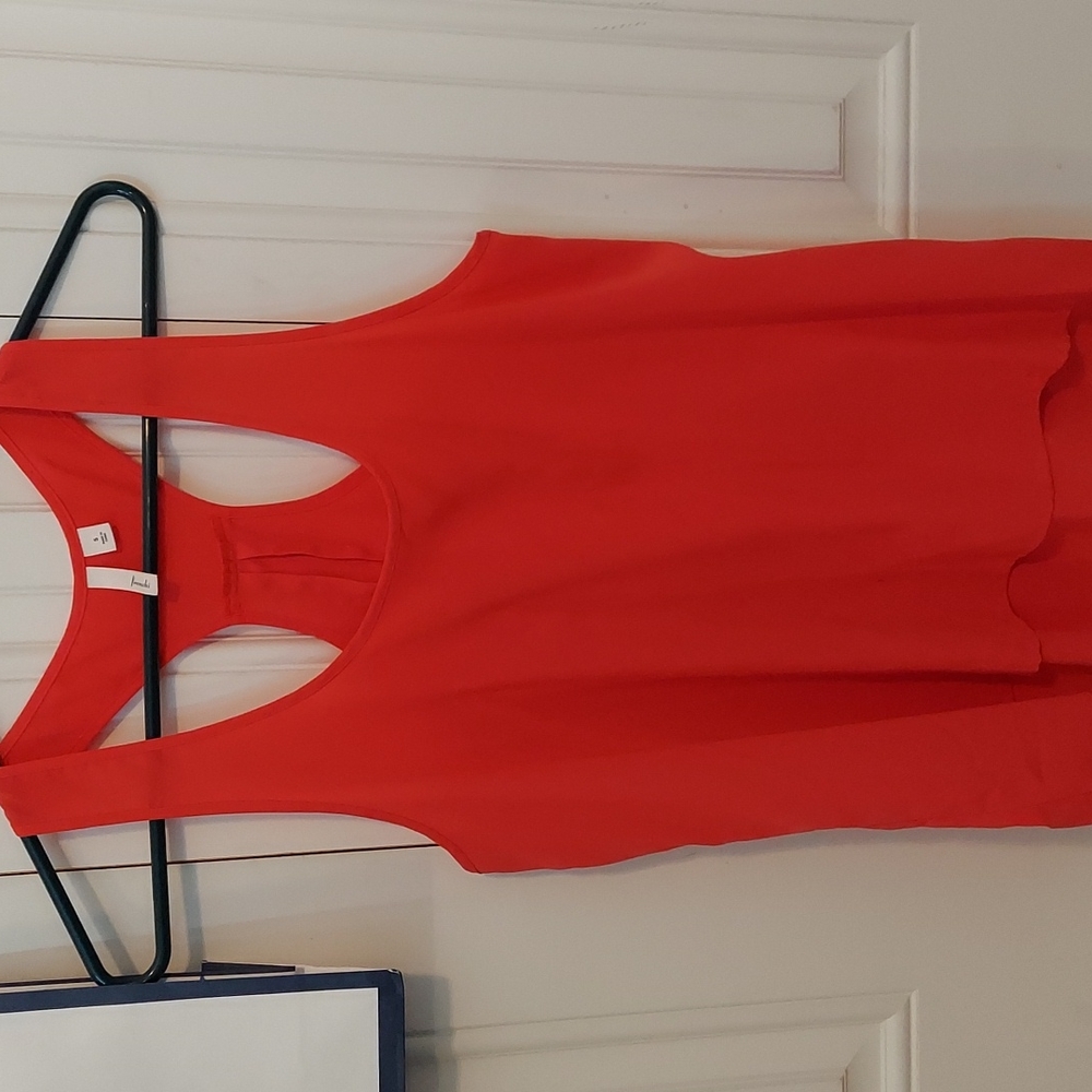 Small silk t-strap tank, orange/pink color